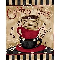 油彩画　coffee time Amazon.com | Coffeezone Vintage Design 12 oz Ceramic Latte